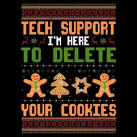 Tech Support I’M Here To Delete Your Cookies Ugly Christmas 16 in Basic Backpack