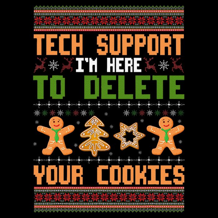 Tech Support I’M Here To Delete Your Cookies Ugly Christmas 16 in Basic Backpack