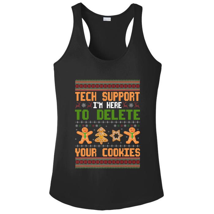 Tech Support I’M Here To Delete Your Cookies Ugly Christmas Ladies PosiCharge Competitor Racerback Tank
