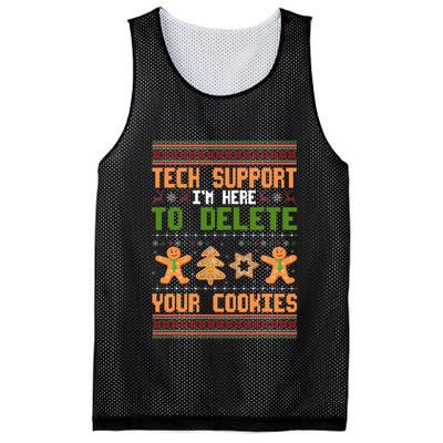 Tech Support I’M Here To Delete Your Cookies Ugly Christmas Mesh Reversible Basketball Jersey Tank