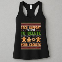 Tech Support I’M Here To Delete Your Cookies Ugly Christmas Womens Tank Top