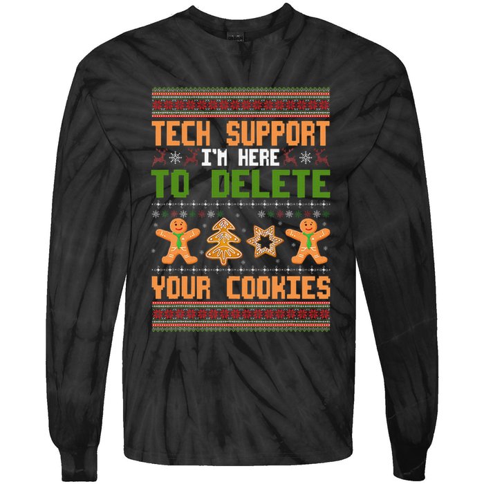 Tech Support I’M Here To Delete Your Cookies Ugly Christmas Tie-Dye Long Sleeve Shirt