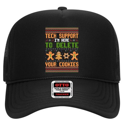 Tech Support I’M Here To Delete Your Cookies Ugly Christmas Trucker Hat