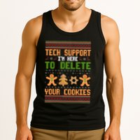 Tech Support I’M Here To Delete Your Cookies Ugly Christmas Tank Top