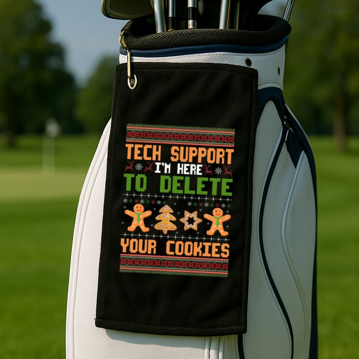 Tech Support I’M Here To Delete Your Cookies Ugly Christmas Golf Towel