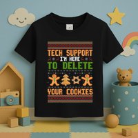 Tech Support I’M Here To Delete Your Cookies Ugly Christmas Toddler T-Shirt
