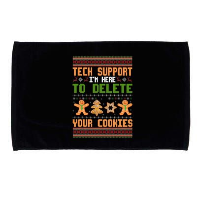 Tech Support I’M Here To Delete Your Cookies Ugly Christmas Microfiber Hand Towel