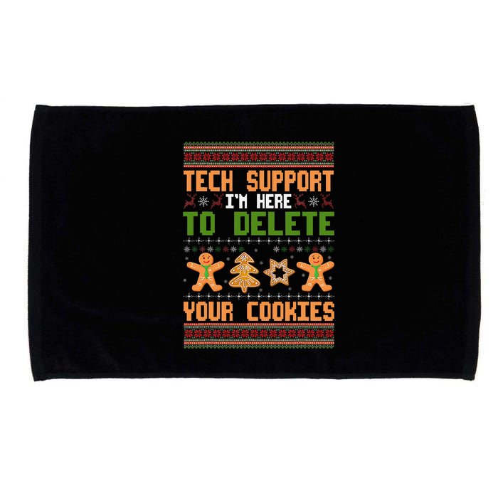 Tech Support I’M Here To Delete Your Cookies Ugly Christmas Microfiber Hand Towel