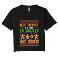 Tech Support I’M Here To Delete Your Cookies Ugly Christmas Crop Top