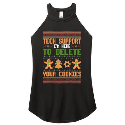 Tech Support I’M Here To Delete Your Cookies Ugly Christmas Women's Perfect Tri Rocker Tank
