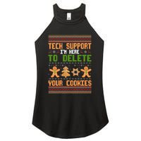 Tech Support I’M Here To Delete Your Cookies Ugly Christmas Women's Perfect Tri Rocker Tank