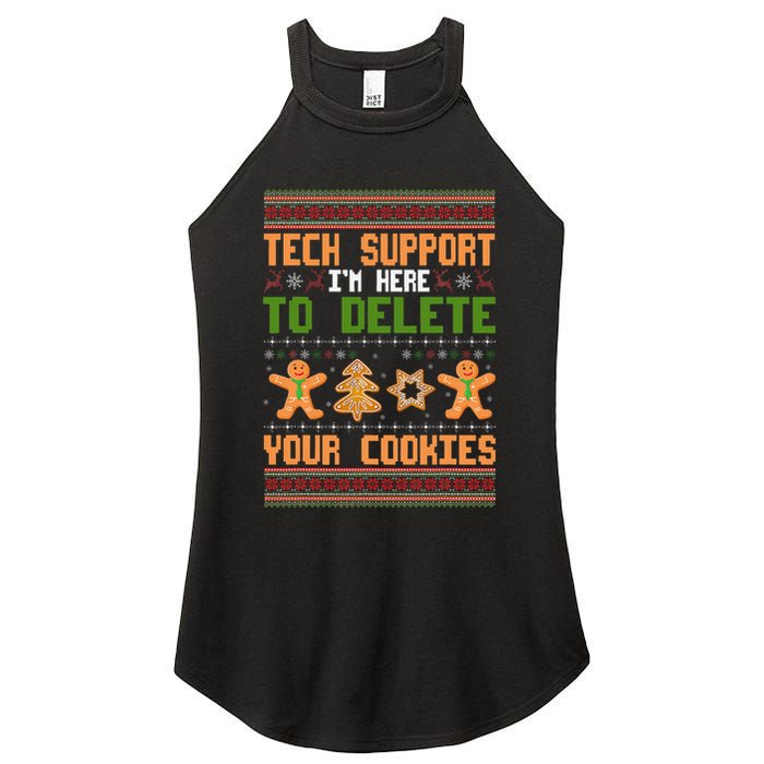 Tech Support I’M Here To Delete Your Cookies Ugly Christmas Women's Perfect Tri Rocker Tank
