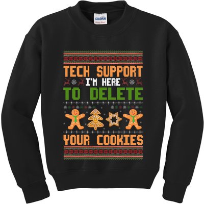 Tech Support I’M Here To Delete Your Cookies Ugly Christmas Kids Sweatshirt