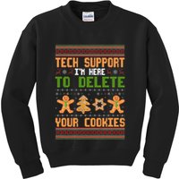 Tech Support I’M Here To Delete Your Cookies Ugly Christmas Kids Sweatshirt