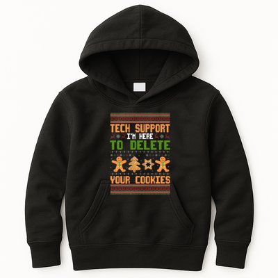 Tech Support I’M Here To Delete Your Cookies Ugly Christmas Kids Hoodie