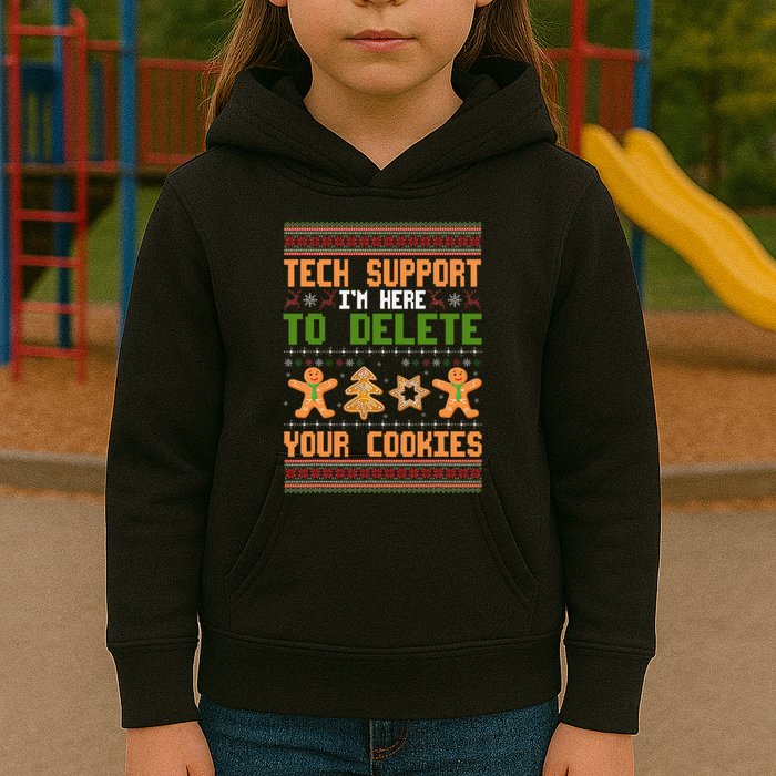 Tech Support I’M Here To Delete Your Cookies Ugly Christmas Kids Hoodie