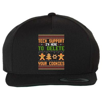 Tech Support I’M Here To Delete Your Cookies Ugly Christmas Wool Snapback Cap