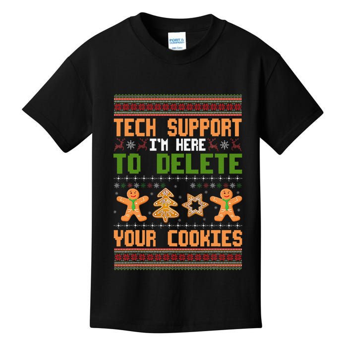 Tech Support I’M Here To Delete Your Cookies Ugly Christmas Kids T-Shirt