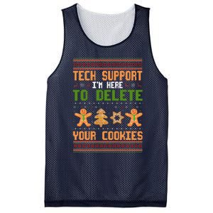 Tech Support I’M Here To Delete Your Cookies Ugly Christmas Mesh Reversible Basketball Jersey Tank