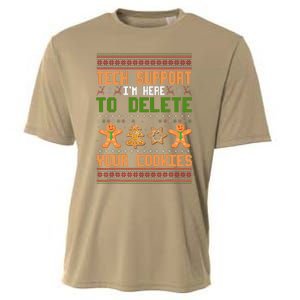 Tech Support I’M Here To Delete Your Cookies Ugly Christmas Cooling Performance Crew T-Shirt