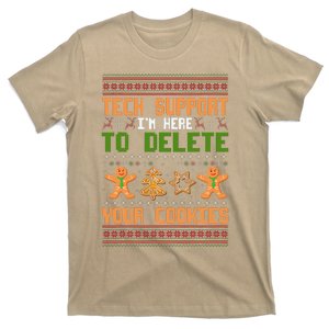 Tech Support I’M Here To Delete Your Cookies Ugly Christmas T-Shirt