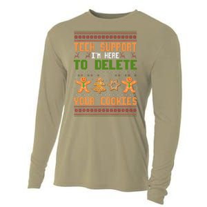 Tech Support I’M Here To Delete Your Cookies Ugly Christmas Cooling Performance Long Sleeve Crew