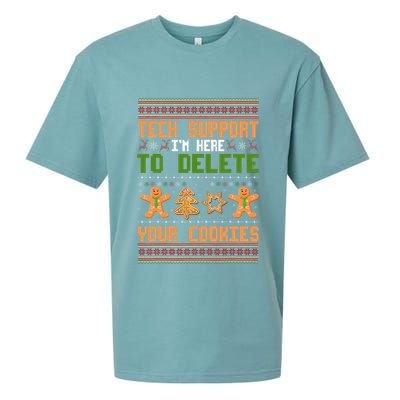 Tech Support I’M Here To Delete Your Cookies Ugly Christmas Sueded Cloud Jersey T-Shirt