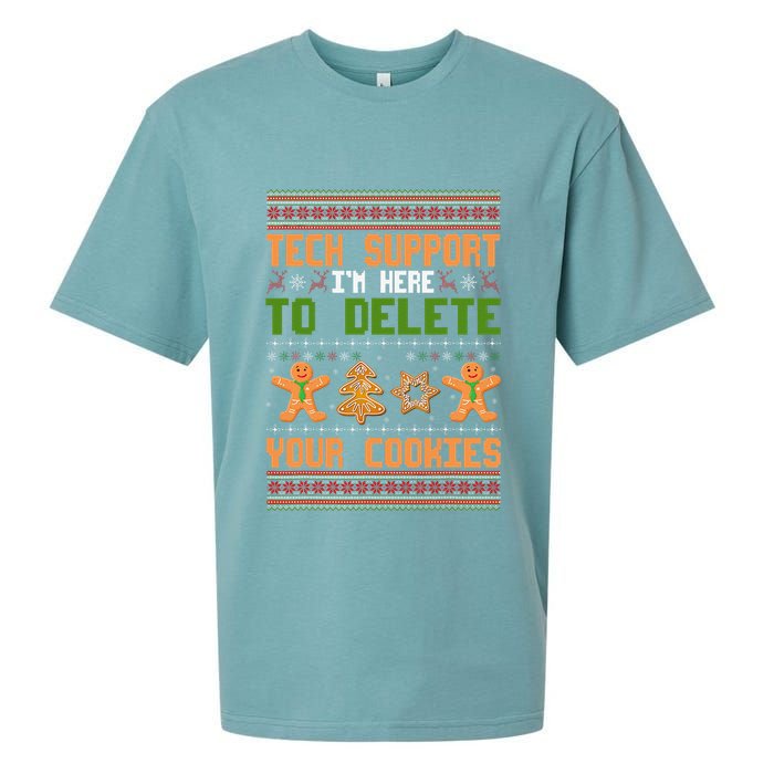 Tech Support I’M Here To Delete Your Cookies Ugly Christmas Sueded Cloud Jersey T-Shirt