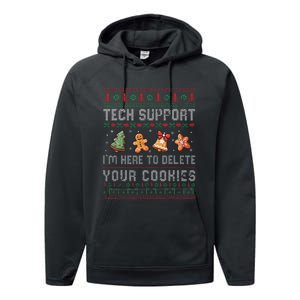 Tech Support IM Here To Delete Your Cookies Christmas Xmas Performance Fleece Hoodie