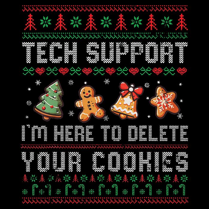 Tech Support IM Here To Delete Your Cookies Christmas Xmas Flat Bill Trucker Hat