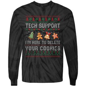 Tech Support IM Here To Delete Your Cookies Christmas Xmas Tie-Dye Long Sleeve Shirt