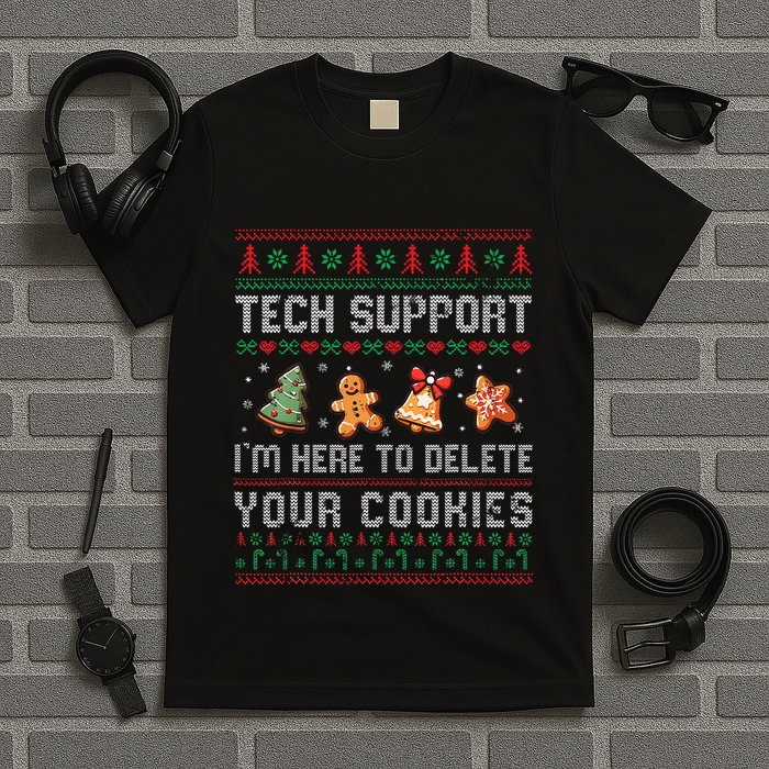 Tech Support IM Here To Delete Your Cookies Christmas Xmas T-Shirt