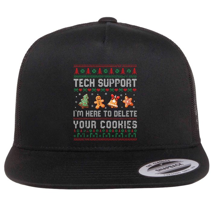 Tech Support IM Here To Delete Your Cookies Christmas Xmas Flat Bill Trucker Hat