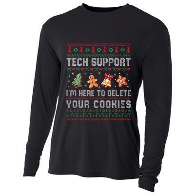 Tech Support IM Here To Delete Your Cookies Christmas Xmas Cooling Performance Long Sleeve Crew