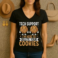 Tech Support IM Here To Delete Your Cookies Funny It Nerds Women's V-Neck T-Shirt