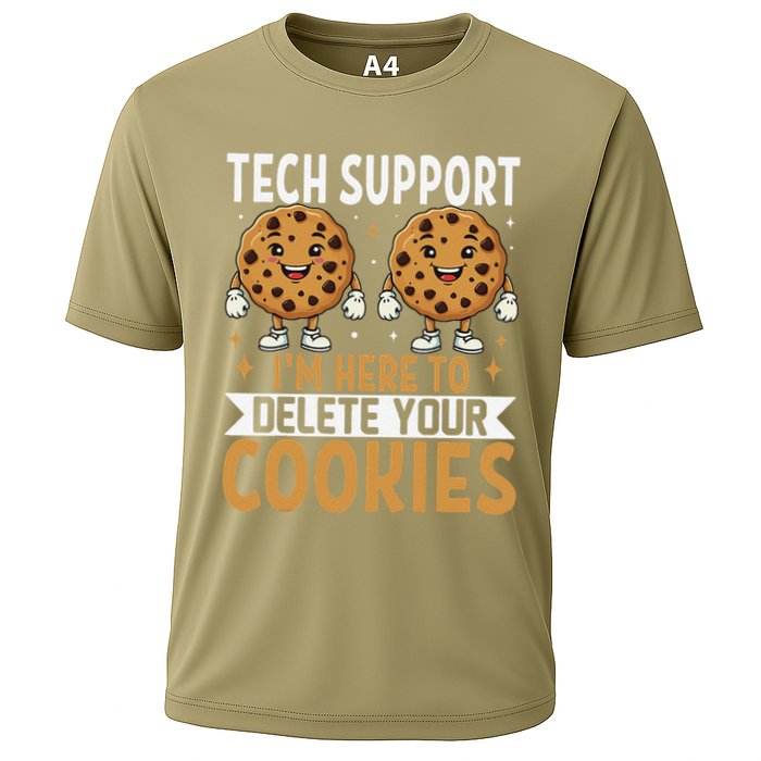 Tech Support IM Here To Delete Your Cookies Funny It Nerds Cooling Performance Crew T-Shirt