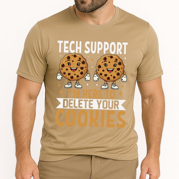 Tech Support IM Here To Delete Your Cookies Funny It Nerds Cooling Performance Crew T-Shirt