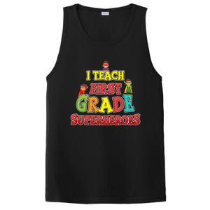 Teacher Superhero I Teach First Grade Superheroes Gift PosiCharge Competitor Tank