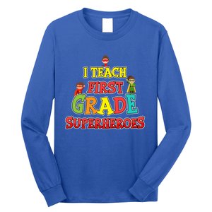 Teacher Superhero I Teach First Grade Superheroes Gift Long Sleeve Shirt