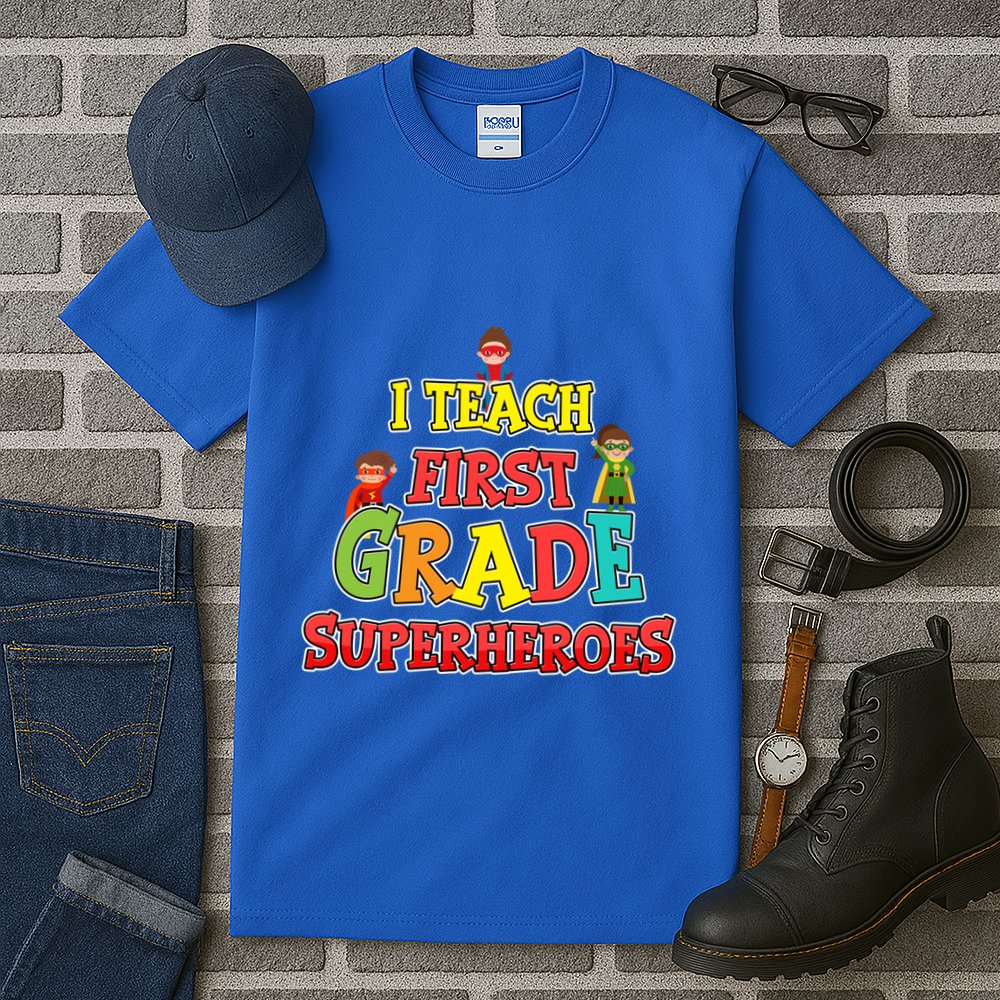 Teacher Superhero I Teach First Grade Superheroes Gift Tall T-Shirt