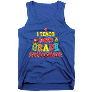 Teacher Superhero I Teach First Grade Superheroes Gift Tank Top