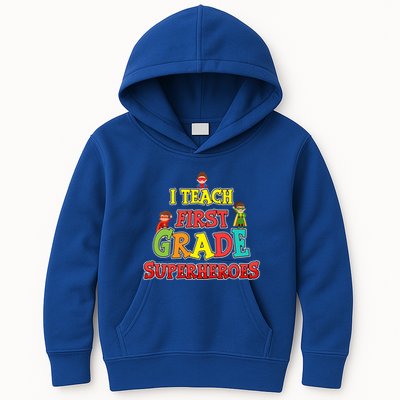 Teacher Superhero I Teach First Grade Superheroes Gift Kids Hoodie