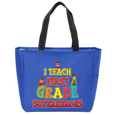 Teacher Superhero I Teach First Grade Superheroes Gift Zip Tote Bag