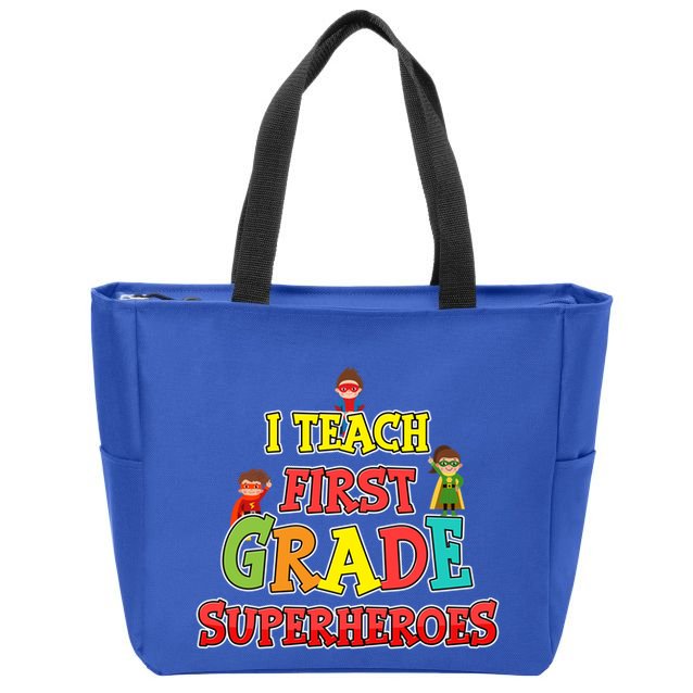 Teacher Superhero I Teach First Grade Superheroes Gift Zip Tote Bag