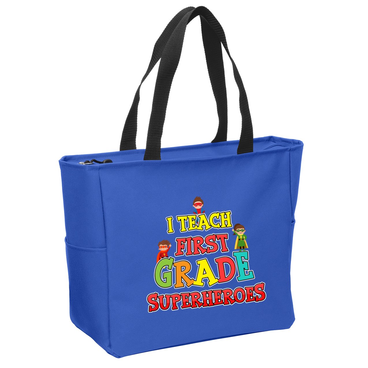 Teacher Superhero I Teach First Grade Superheroes Gift Zip Tote Bag