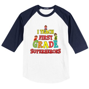 Teacher Superhero I Teach First Grade Superheroes Gift Baseball Sleeve Shirt