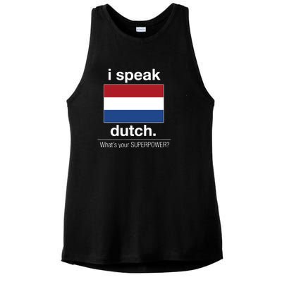 T Shirt I Speak Dutch Bilingual People Funny Gift Teacher Professor Ladies PosiCharge Tri-Blend Wicking Tank