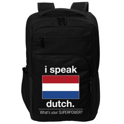 T Shirt I Speak Dutch Bilingual People Funny Gift Teacher Professor Impact Tech Backpack