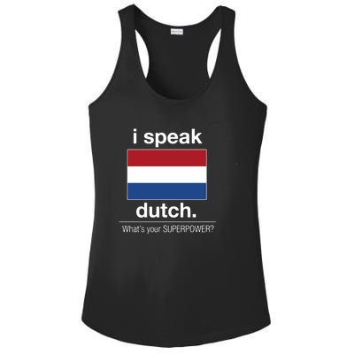 T Shirt I Speak Dutch Bilingual People Funny Gift Teacher Professor Ladies PosiCharge Competitor Racerback Tank