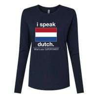 T Shirt I Speak Dutch Bilingual People Funny Gift Teacher Professor Womens Cotton Relaxed Long Sleeve T-Shirt